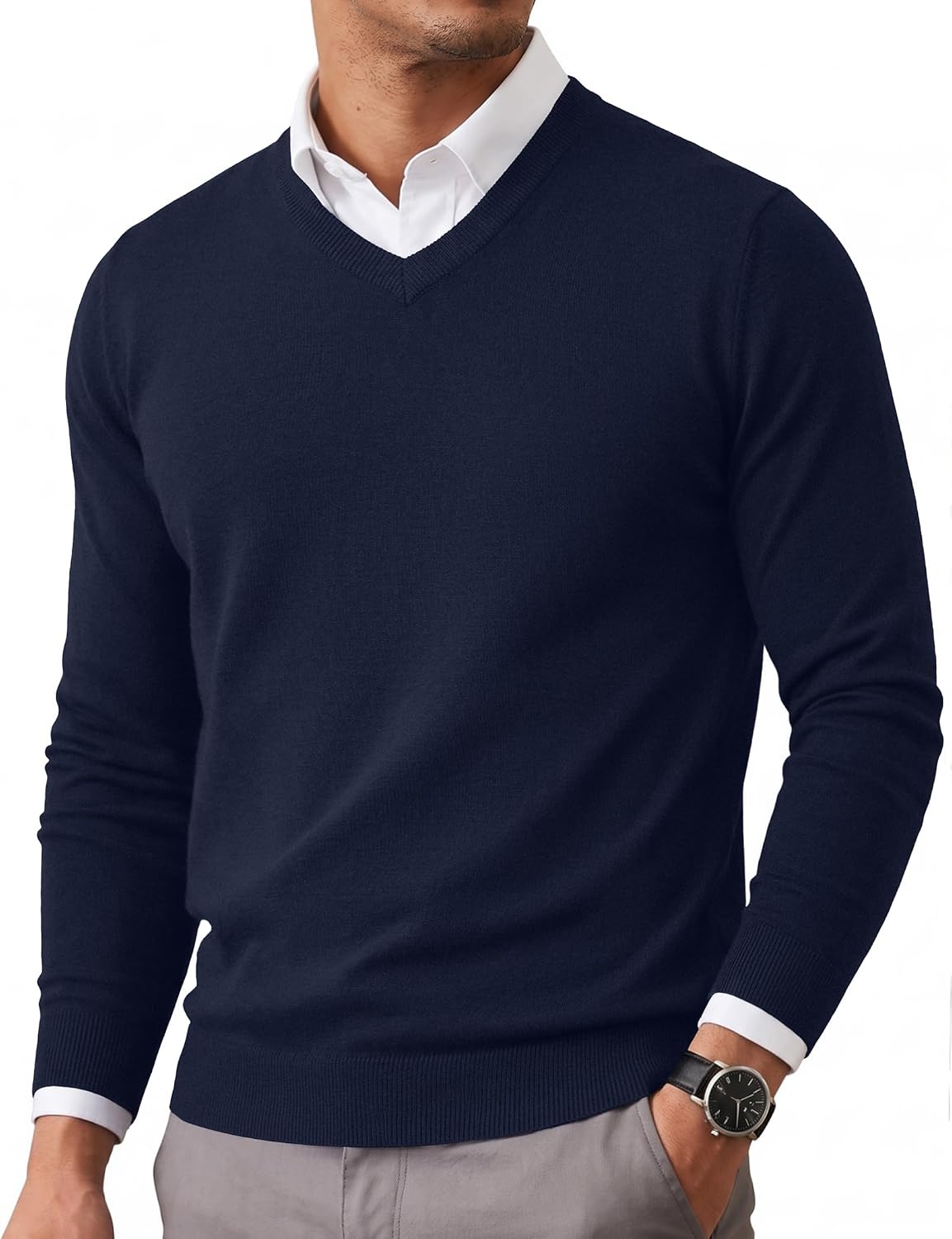Mens V-Neck Knit Pullover