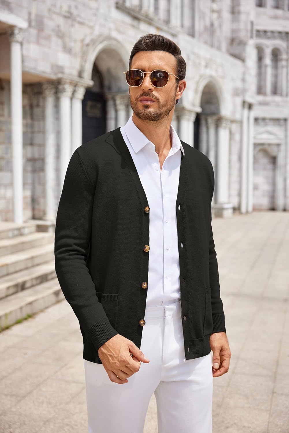 V-Neck Button Cardigan - Image 4