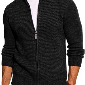 Ribbed Zip-Up Cardigan