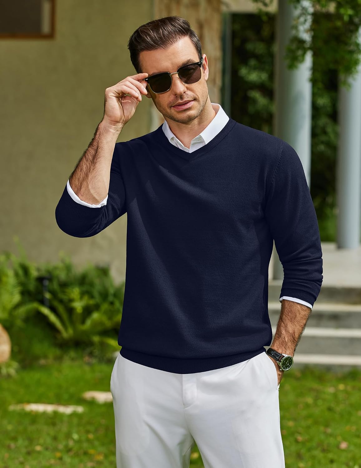 Mens V-Neck Knit Pullover - Image 3