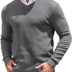 Textured Knit V-Neck Sweater