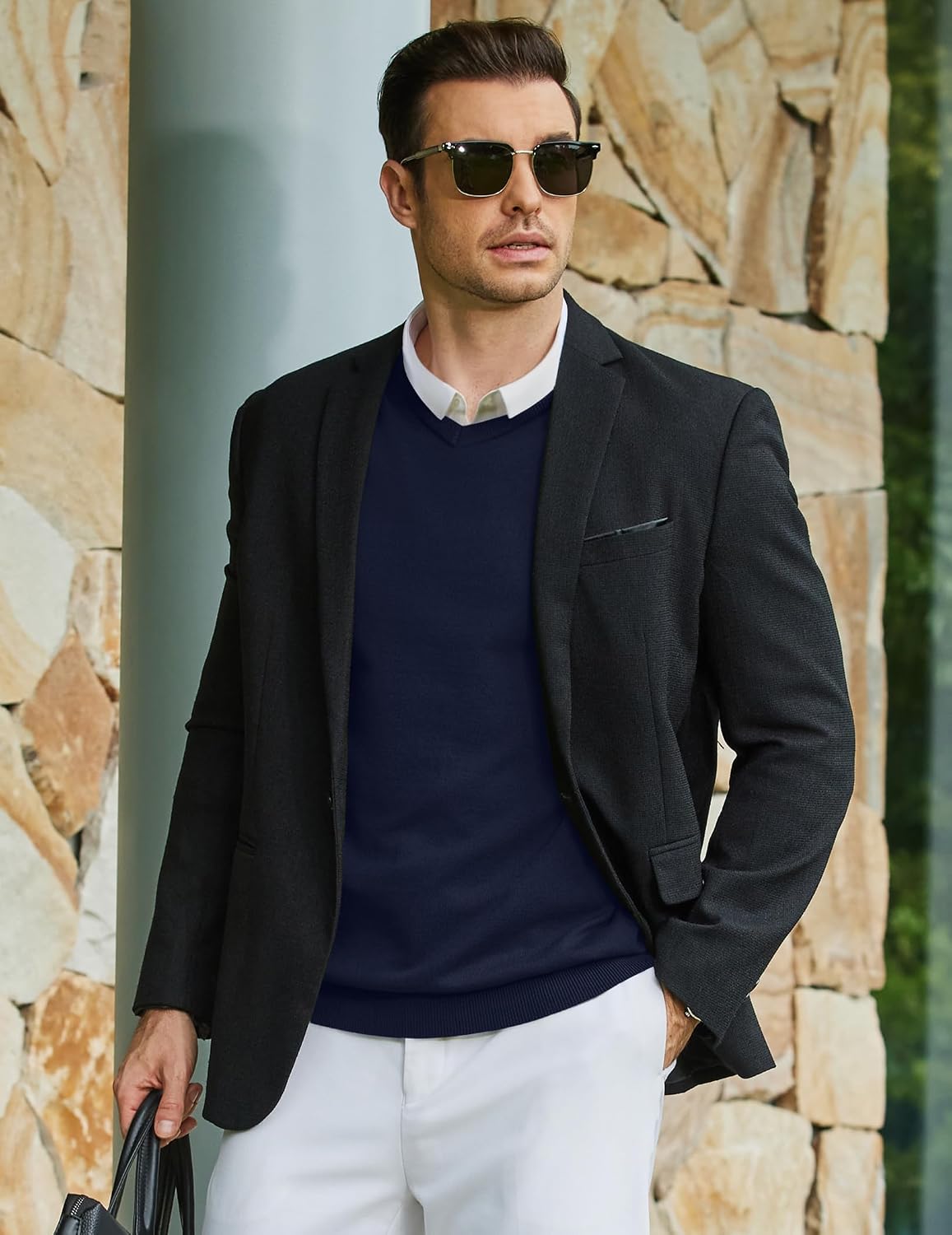 Mens V-Neck Knit Pullover - Image 5