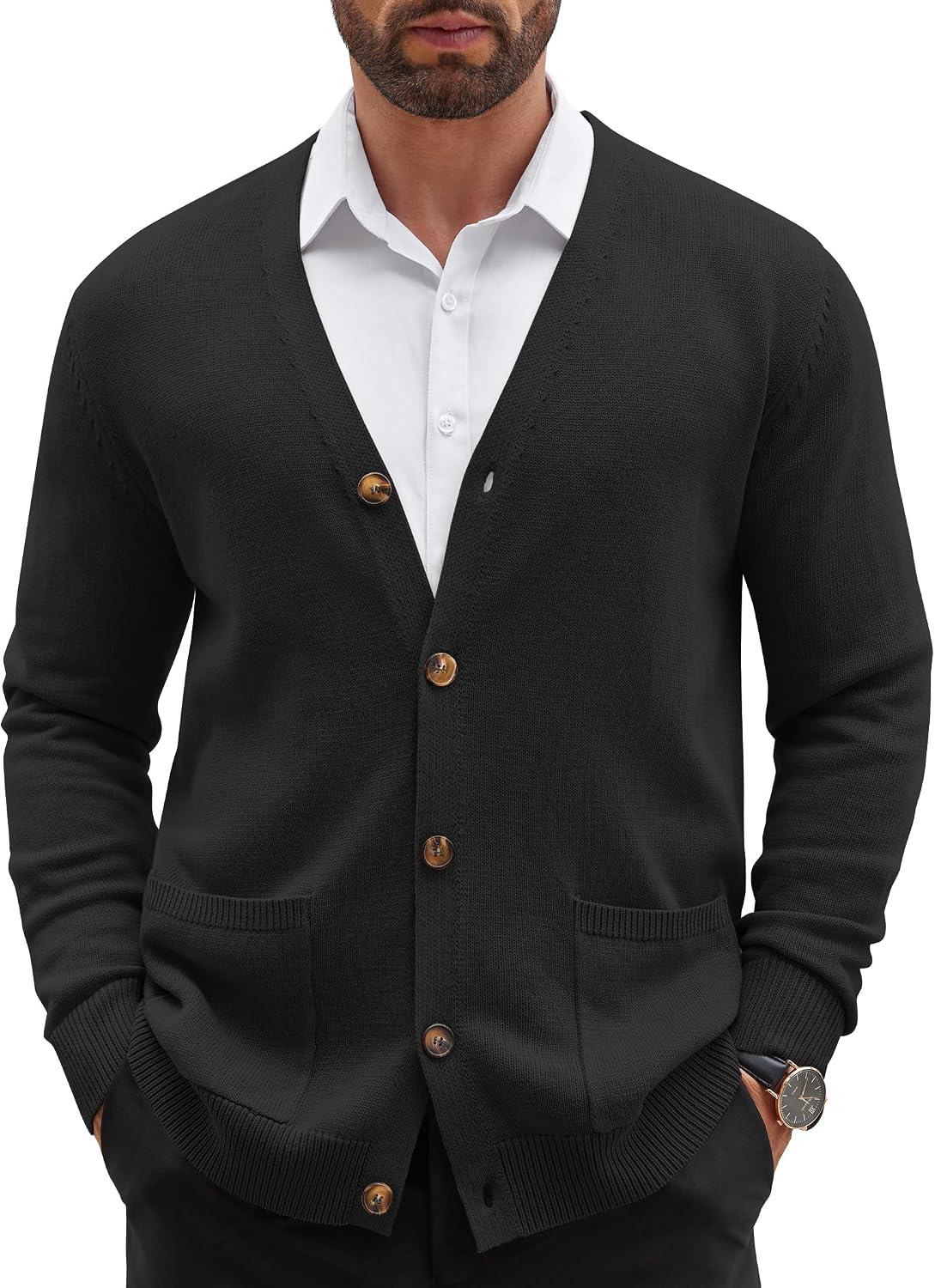 V-Neck Button Cardigan